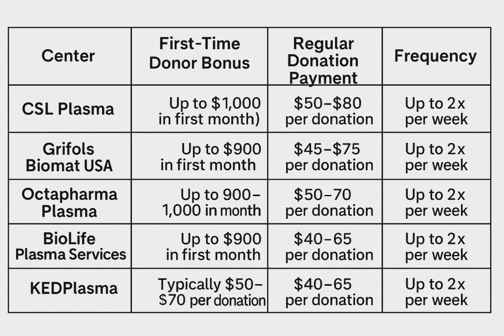Best paying plasma donation Denver table